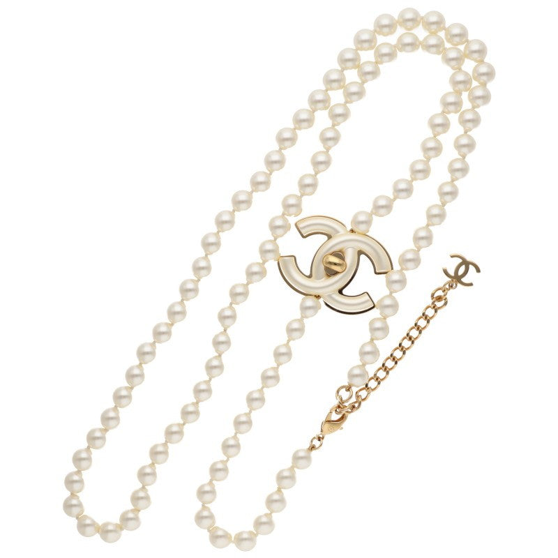 CHANEL Faux Pearl CC Logo Long Necklace Size ONE SIZE
