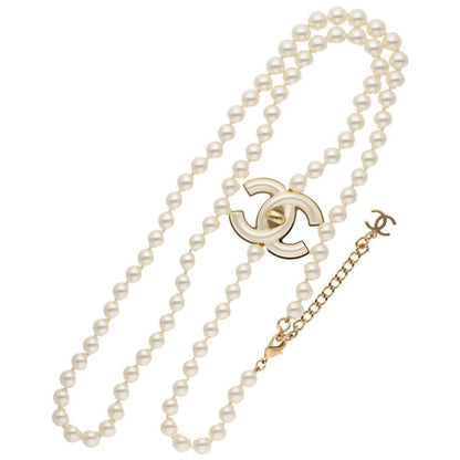 CHANEL Faux Pearl CC Logo Long Necklace Size ONE SIZE