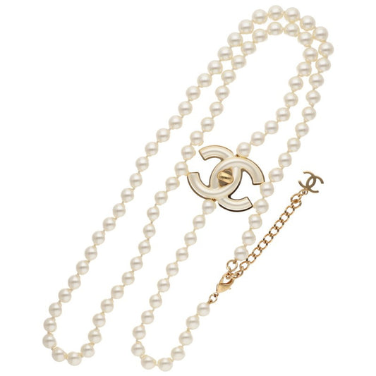 CHANEL Faux Pearl CC Logo Long Necklace Size ONE SIZE