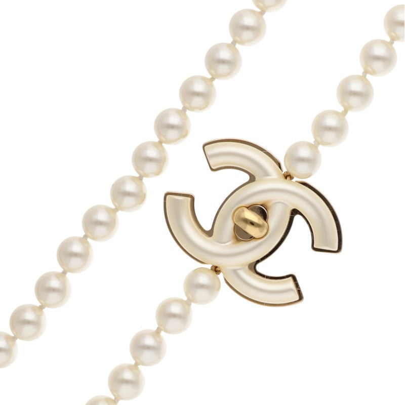 CHANEL Faux Pearl CC Logo Long Necklace Size ONE SIZE