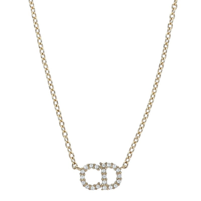 DIOR CD Motif Rhinestone Necklace Size ONE SIZE