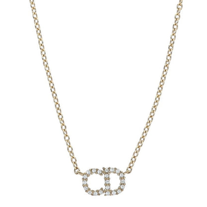 DIOR CD Motif Rhinestone Necklace Size ONE SIZE