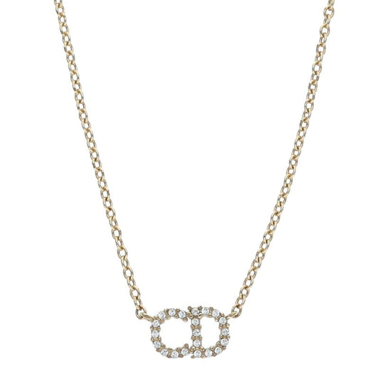 DIOR CD Motif Rhinestone Necklace Size ONE SIZE
