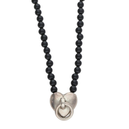 TIFFANY&Co. Heart Knock Onyx Sterling Silver Size ONE SIZE