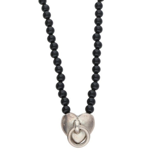 TIFFANY&Co. Heart Knock Onyx Sterling Silver Size ONE SIZE