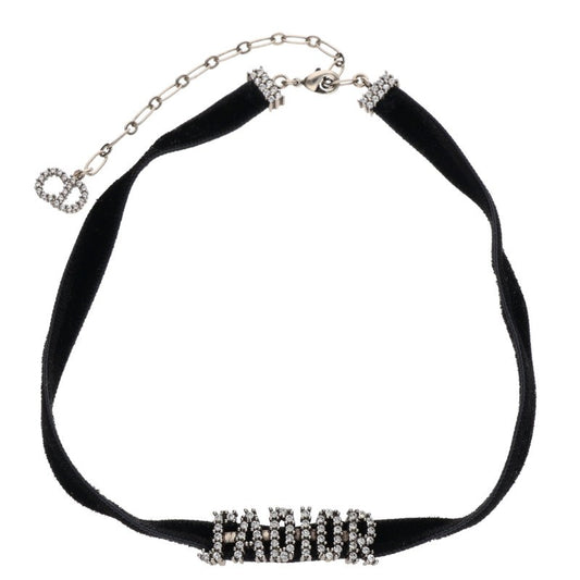 Christian Dior Rhinestone Logo Choker Necklace Size ONE SIZE