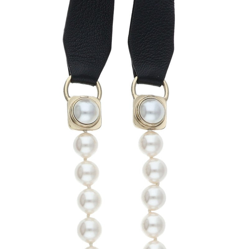 CHANEL 21C Faux Pearl Ribbon White Black Gold Size ONE SIZE