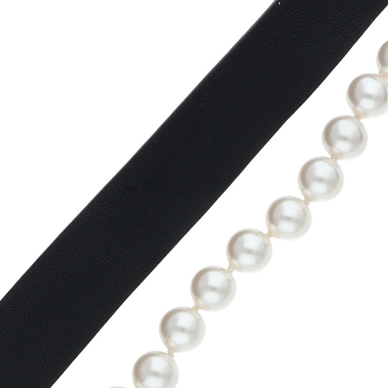 CHANEL 21C Faux Pearl Ribbon White Black Gold Size ONE SIZE