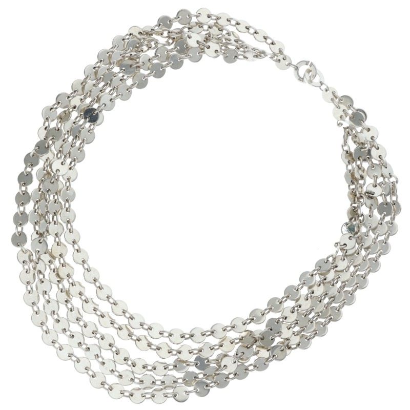 HERMES Confetti 5-Chain Silver Necklace Size ONE SIZE