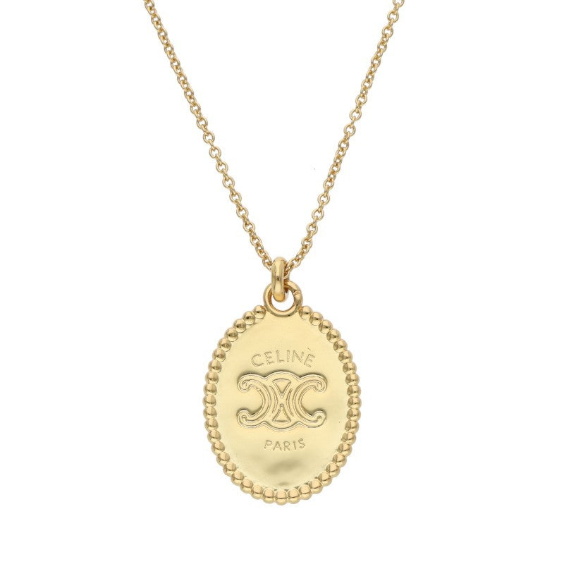 CELINE Triomphe Medal Gold Brass Necklace