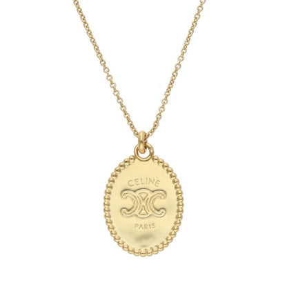 CELINE Triomphe Medal Gold Brass Necklace