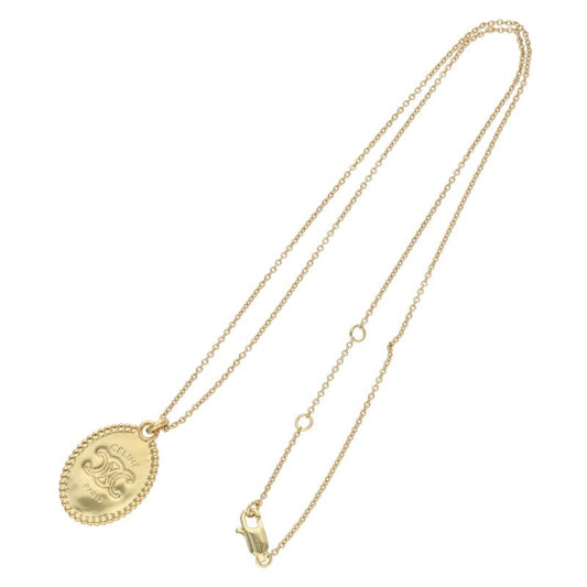 CELINE Triomphe Medal Gold Brass Necklace