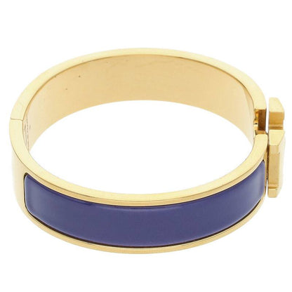 HERMES Clic H Enamel Gold & Blue Bracelet Size ONE SIZE
