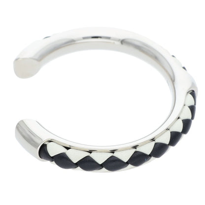 HERMES Kyoto Tresse Leather Bangle Silver Size ONE SIZE