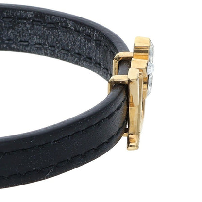 Louis Vuitton Leather Bangle Black x Gold (Silver 7.85g)
