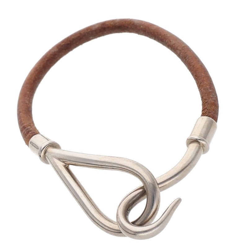 HERMES Jumbo Leather Silver Hardware Choker Size ONE SIZE