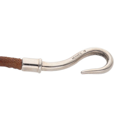 HERMES Jumbo Leather Silver Hardware Choker Size ONE SIZE