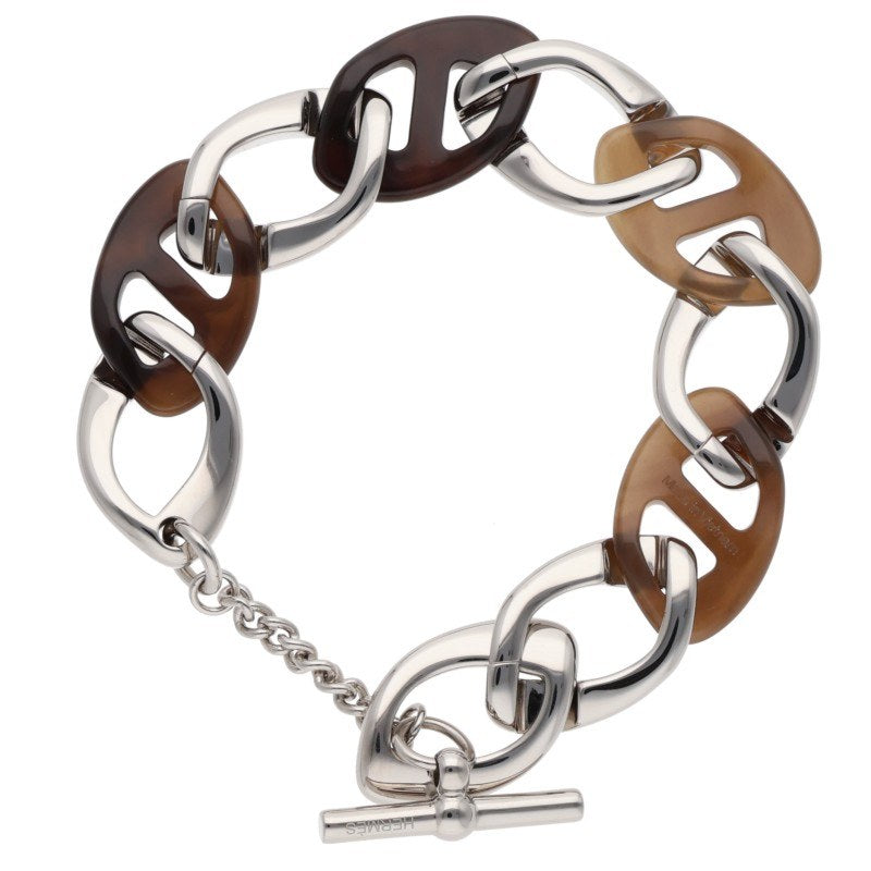 HERMES Chaine d'H PM Silver Brown Chain Size ONE SIZE