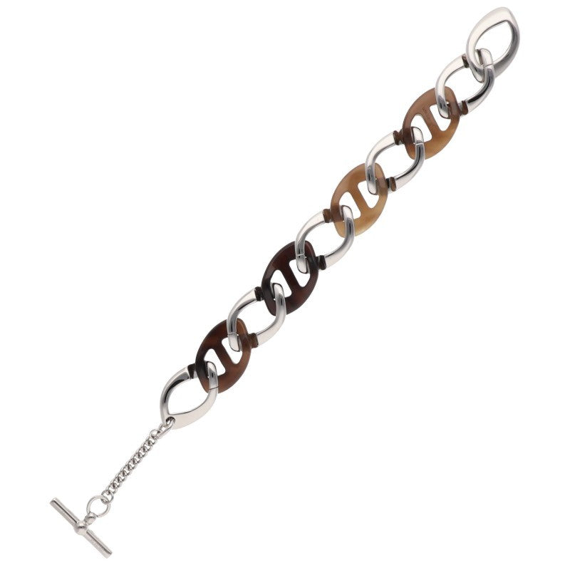 HERMES Chaine d'H PM Silver Brown Chain Size ONE SIZE
