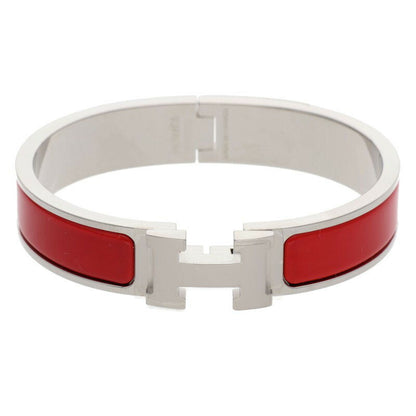 HERMES Clic H H-Motif Enamel Bracelet Silver Size ONE SIZE
