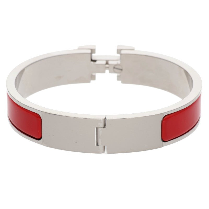 HERMES Clic H H-Motif Enamel Bracelet Silver Size ONE SIZE
