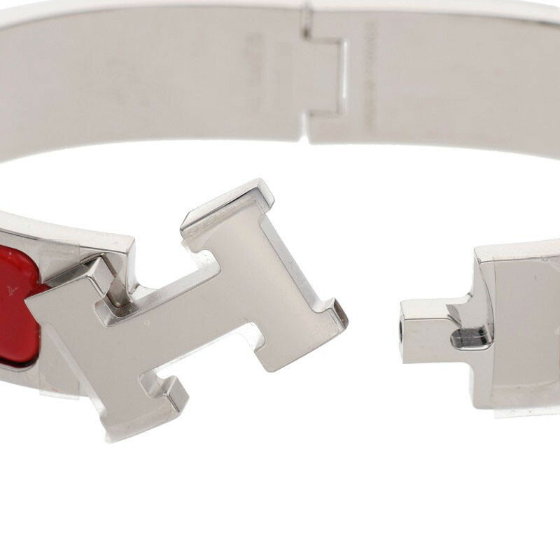 HERMES Clic H H-Motif Enamel Bracelet Silver Size ONE SIZE