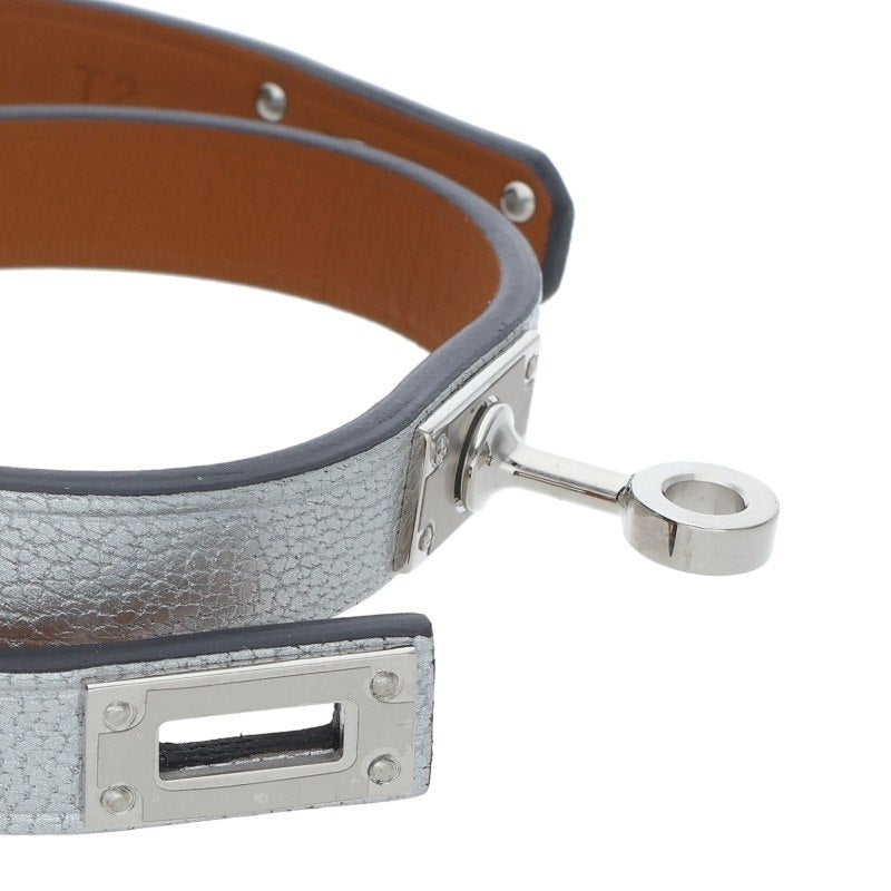 HERMES Mini Kelly Double Tour Leather Silver Size ONE SIZE