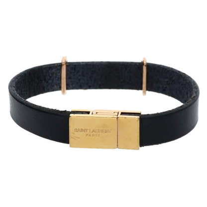 SAINT LAURENT Monogram Leather Bracelet Black Size ONE SIZE