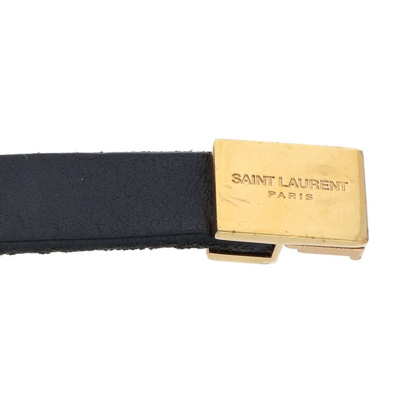 SAINT LAURENT Monogram Leather Bracelet Black Size ONE SIZE