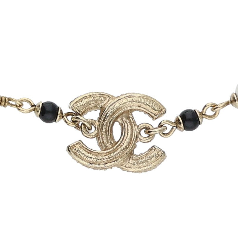 CHANEL Coco Mark Faux Pearl Bracelet Gold Size ONE SIZE
