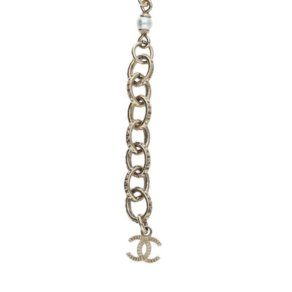 CHANEL Coco Mark Faux Pearl Bracelet Gold Size ONE SIZE
