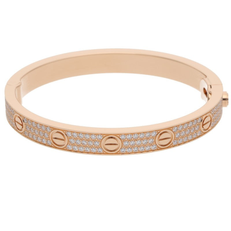 Cartier LOVE BRACELET Pave Diamonds 18K PG Size ONE SIZE