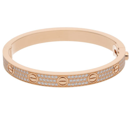 Cartier LOVE BRACELET Pave Diamonds 18K PG Size ONE SIZE