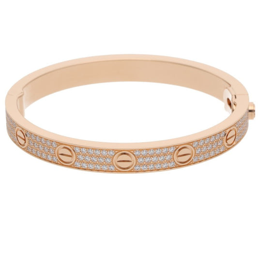 Cartier LOVE BRACELET Pave Diamonds 18K PG Size ONE SIZE