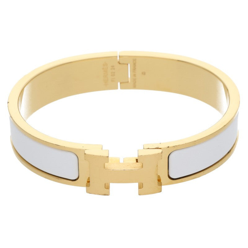 HERMES Clic H H-Motif Bracelet White Gold Size ONE SIZE