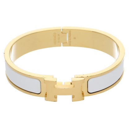 HERMES Clic H H-Motif Bracelet White Gold Size ONE SIZE