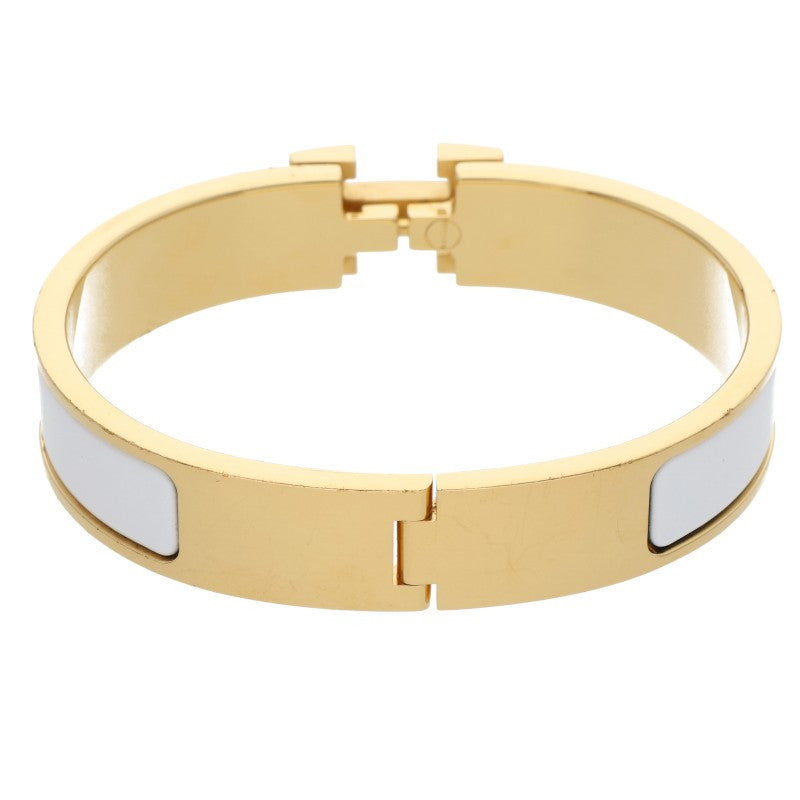 HERMES Clic H H-Motif Bracelet White Gold Size ONE SIZE