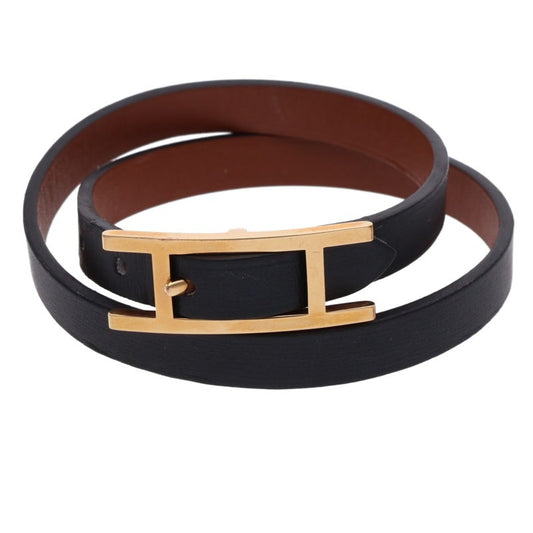 HERMES Behapi Double Bracelet Black/Gold