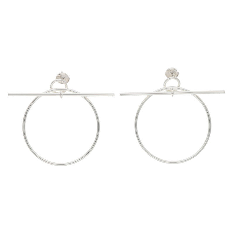 HERMES Loop MM Sterling Silver Circle Earrings Size ONE SIZE