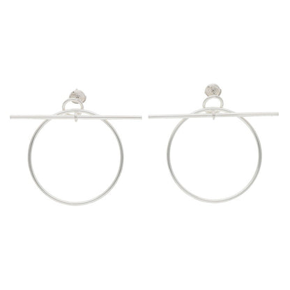 HERMES Loop MM Sterling Silver Circle Earrings Size ONE SIZE