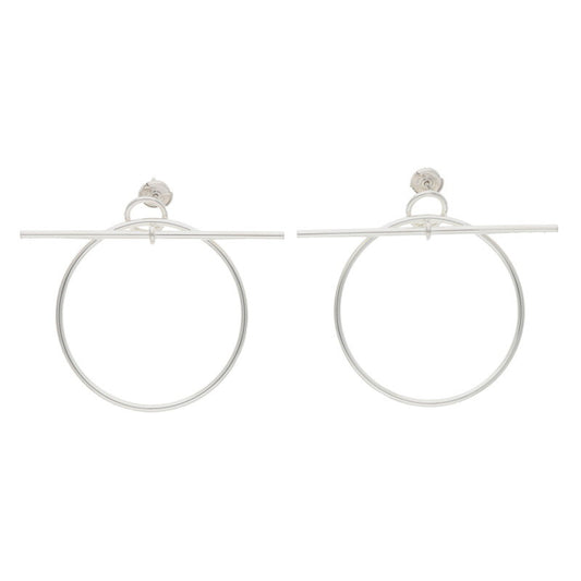 HERMES Loop MM Sterling Silver Circle Earrings Size ONE SIZE