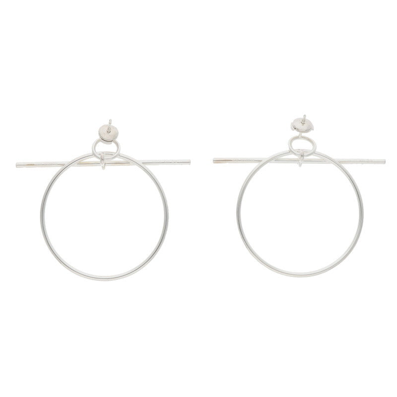 HERMES Loop MM Sterling Silver Circle Earrings Size ONE SIZE