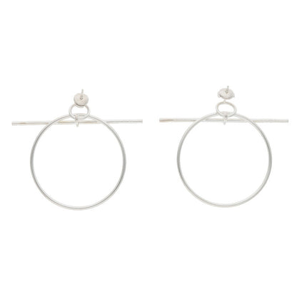 HERMES Loop MM Sterling Silver Circle Earrings Size ONE SIZE