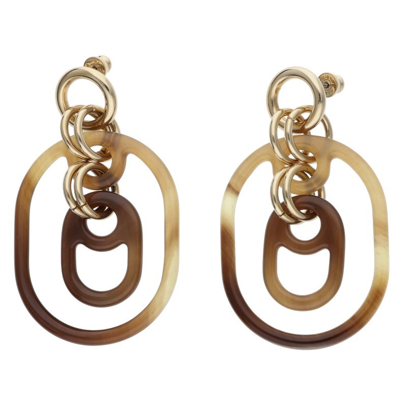 HERMES Eurydice GM Buffalo Horn & GP Earrings Size ONE SIZE