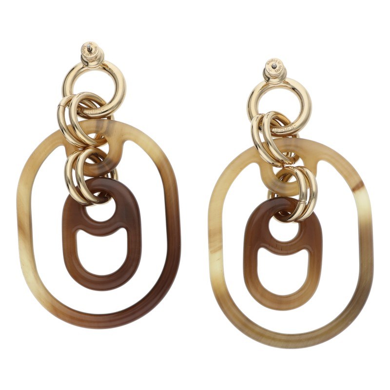 HERMES Eurydice GM Buffalo Horn & GP Earrings Size ONE SIZE