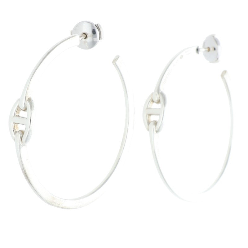 HERMES Enchainée Hoop Sterling Silver Earrings Size ONE SIZE