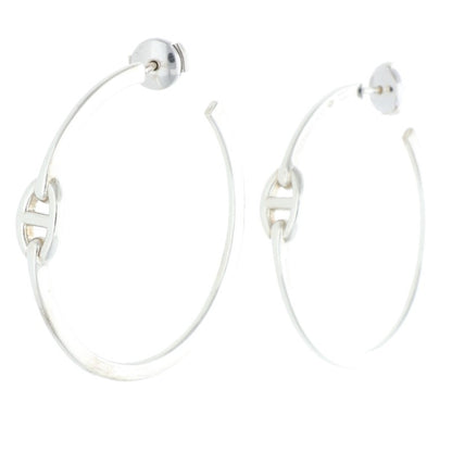 HERMES Enchainée Hoop Sterling Silver Earrings Size ONE SIZE