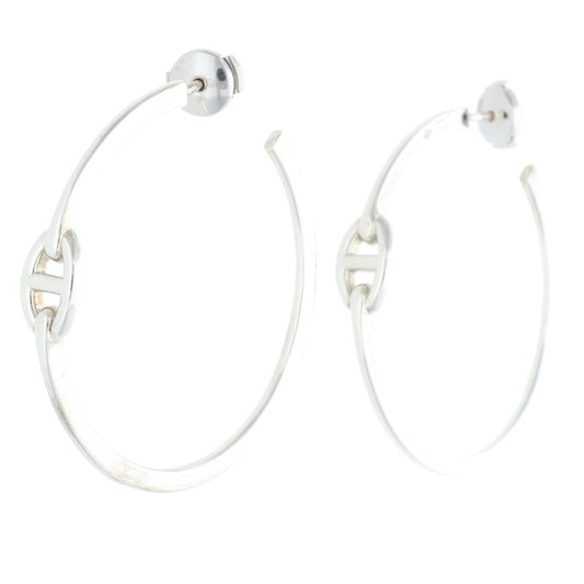 HERMES Enchainée Hoop Sterling Silver Earrings Size ONE SIZE