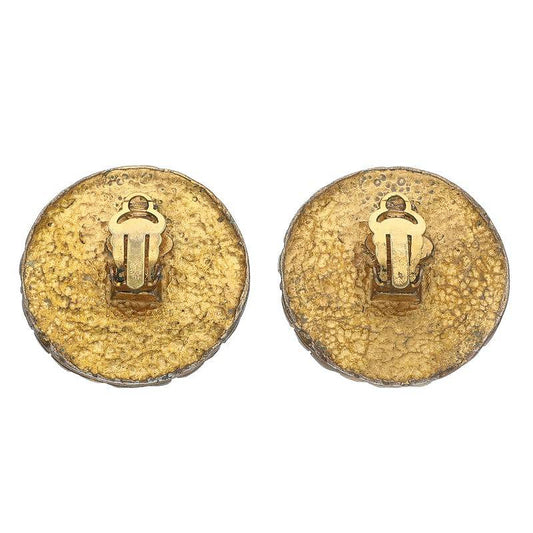 CHANEL 93P Coco Mark Round Gold Clip-On Size ONE SIZE