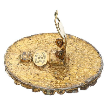 CHANEL 93P Coco Mark Round Gold Clip-On Size ONE SIZE